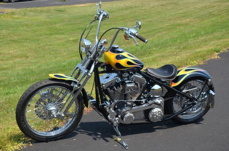 Flamed Out Harley - harley, flames, motorcycle, bike