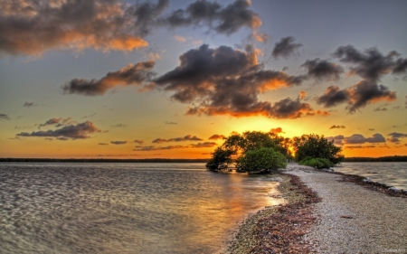 Sunset - beach, sunset, sea, clouds