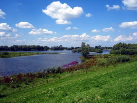 Countryside - nature, sky, clouds, photography, river, countryside, summer, grass