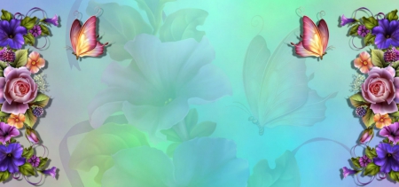 FLOWER FANTASY - background, colorful, design, flowers, butterflies