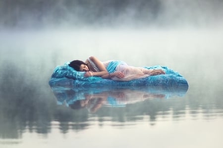 Dream - bkue, dream, water, woman