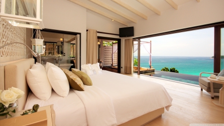 Ocean Breezes - room, ocean, view, bed