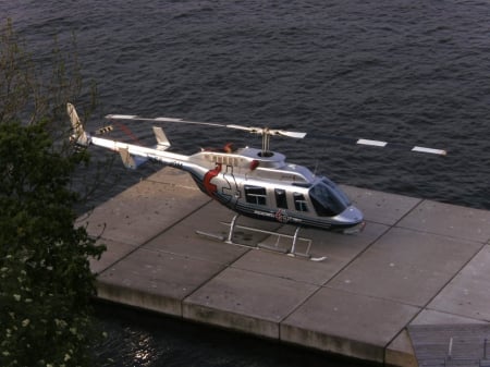 Helicopter - water, nice, grey, jet ranger