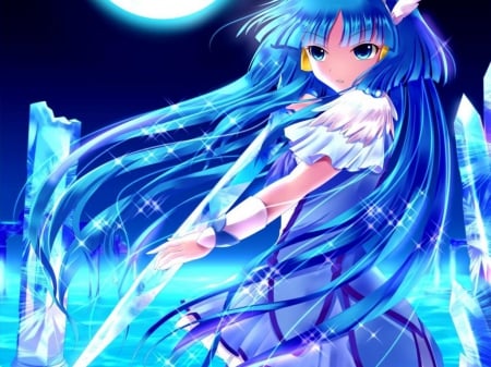 Cure Beauty - pretty, girl, magic, blue, long hair, anime