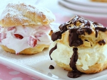 Strawberry and Chocolate Cream Puffs