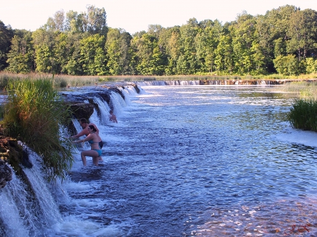 Venta`s waterfall by summer morning. - nature, rivers, summer, waterfalls