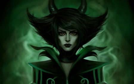 Vampire - girl, vampire, black, fantasy, green, digital, woman, fangs, art