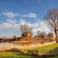 marvelous river landscape in holland hdr