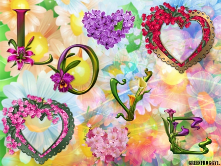 LOVE - creation, love, hearts, flowers