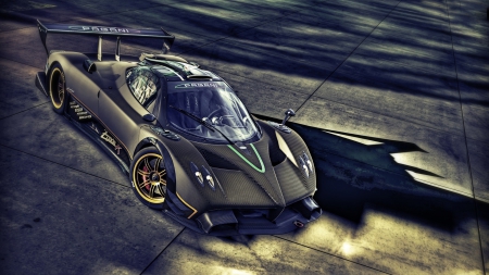 carbon fiber pagani zonda r hdr - carbon fiber, car, wing, hdr, track