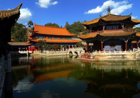 Shrine Garden - lake, japan, shrine, oriental, japanese, temple, garden