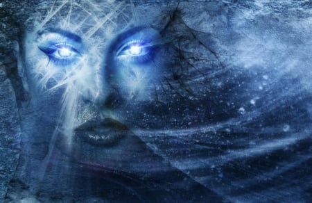 Ice Queen - woman, ice, frozen, blue