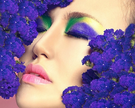 Pretty face - flowers, face, makeup, woman