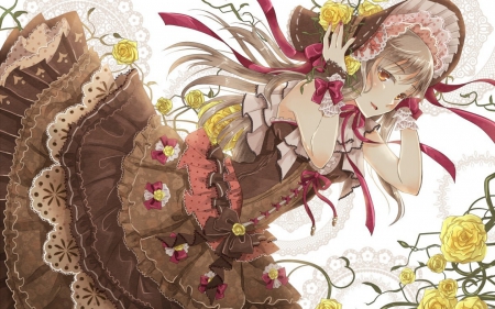 Lolita fashion - girl, hat, lolita fashion, anime, dress, manga