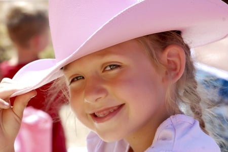 Cute Cowgirl - girls, westerns, pink, models, ranch, cowgirls, children, rodeo, hat, fun, female, kids