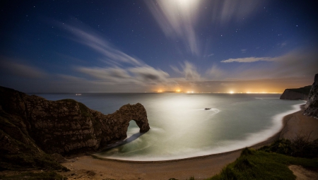 Night - night, sky, beach, ocan