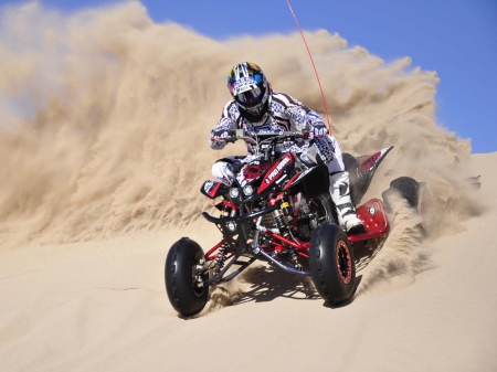 Playing In Sand - motorcycle, quad, sand, honda