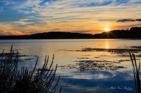 ~ Bright Sky ~ - nature, lake, sky, forest, sun, sunset