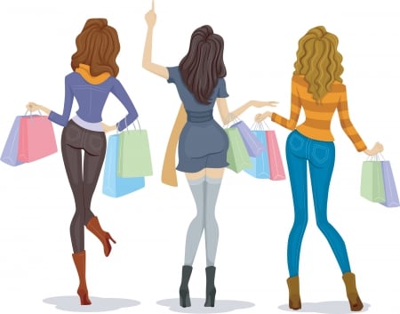 Girls go on sale - women, happy, shopping, bags, sale