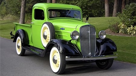 Classic Lime Green Chevy Truck - chevy, pickup, lime green, truck