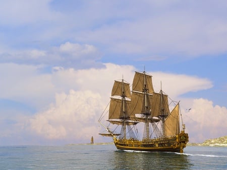 sailboat - sea, sailboat, sky