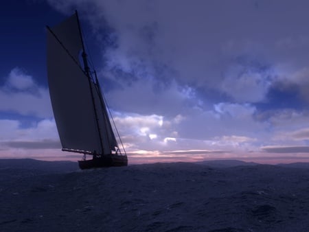 sailboat - sea, sailboat, sky