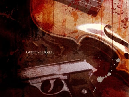 Deadly Violin - gun, pistol, gunslinger girl, anime, violin