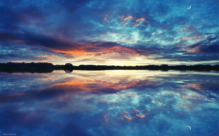 Reflections - nature, sky, reflection, water, sunset