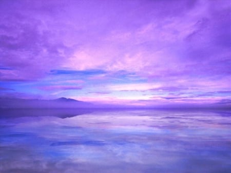 Ocean and sky - purple, sky, ocean, sea