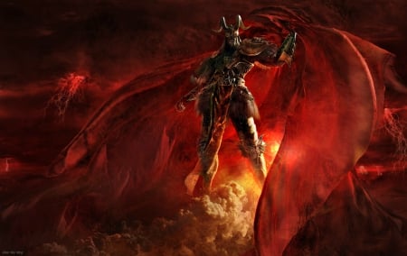 The Hell of Judge - wings, fire, fantasy, the hell of judge, cg, art, game, red, orange, digital, allen wei ming, demon