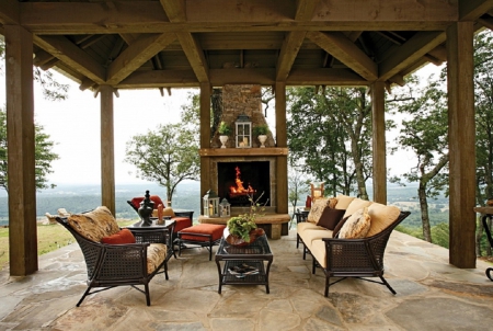 wooden canopy - house, architectute, fireplace, garden, canopy