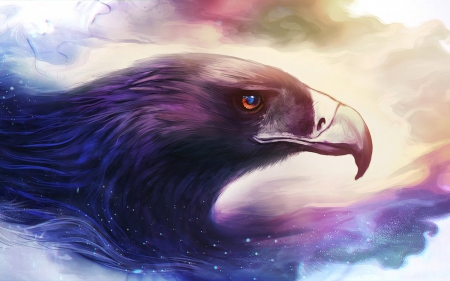 Colorful eagle - magical, bird, annimal, paint, eagle, lovely, head, color, colorful