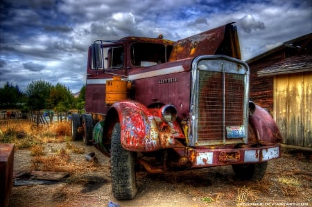 Brokendown Kenworth - broken down, kenworh, field, truck