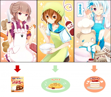 witch one is the best? - girls, baking, anime, kawaii