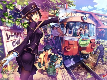 Girl, Staton and Rai Wars - beauty, bg, station, girl, colours, anime, rail