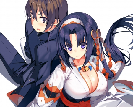 Hero and Miko Cupid of Hope - hero, cupid, beauty, wall, anime, girl, rokujouma no shinryakusha, new, colours, miko