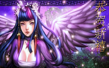 Twilight Sparkle - pretty, female, ears, creative pre-made, eyes, sparkles, drawings, beautiful girls, purple, twilight, twilight sparkle, beautiful, paintings, digital art, weird things people wear, colors, lovely, hair, girls, wings, 3D and CG, love four seasons