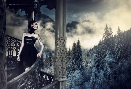 Winter - winter, woman, forest, model