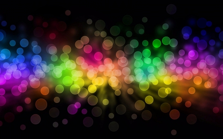 Rainbow bokeh - bokeh, rainbow, black, glitter, yellow, red, pink, blue, green, orange