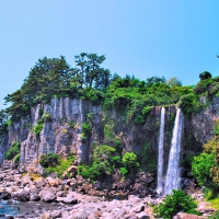 Waterfall on Jeju Island, South Korea