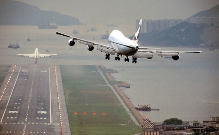 Landing - boeing, plane, landing, sea