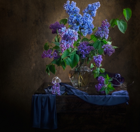 Still Life - flowers, vase, still life, blue