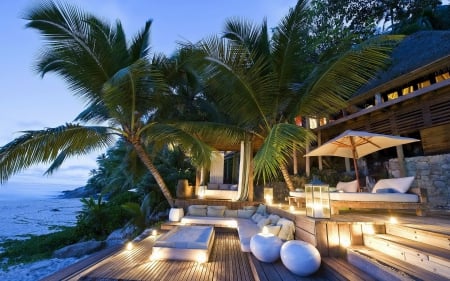 Relaxing Retreat - beach, palm trees, beach house, deck