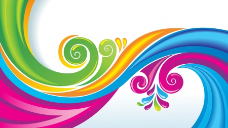 Rainbow Floral Swirls - multicolor, rainbow, graphics, floral, swirls, simple background, vector