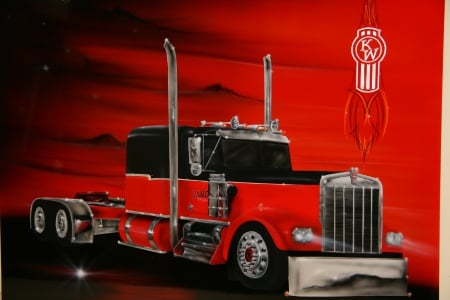 Red Kenworth - truck, kenworth, big rig, semi