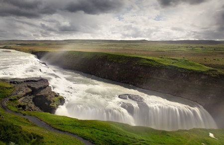 Waterfall - clouds, water, waterfal, beautiful