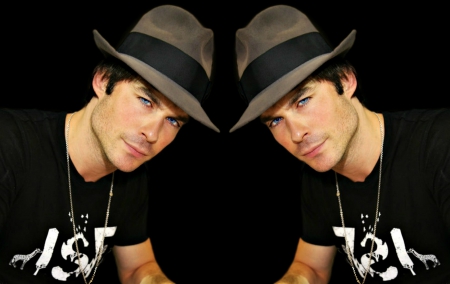 Ian Somerhalder - ian somerhalder, collage, hat, man, actor, by cehenot, black