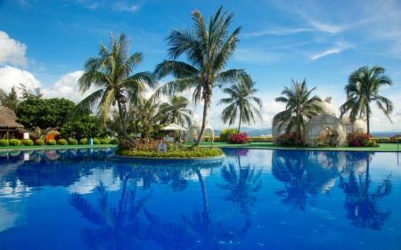 Beautiful resort - nature, pool, resort, trees