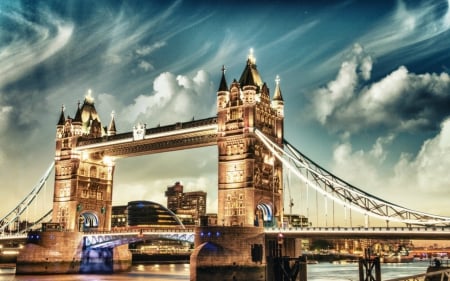 Tower bridge - architecture, tower, sky, bridge