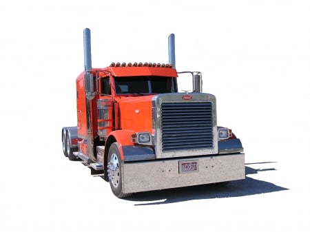 Orange Petebilt  - truck, peterbilt, big rig, semi